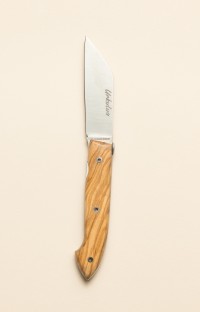 Urkulua, couteau de berger Basque avec système de liner lock, couteau à fromages, lame inox, manche en bois d'olivier